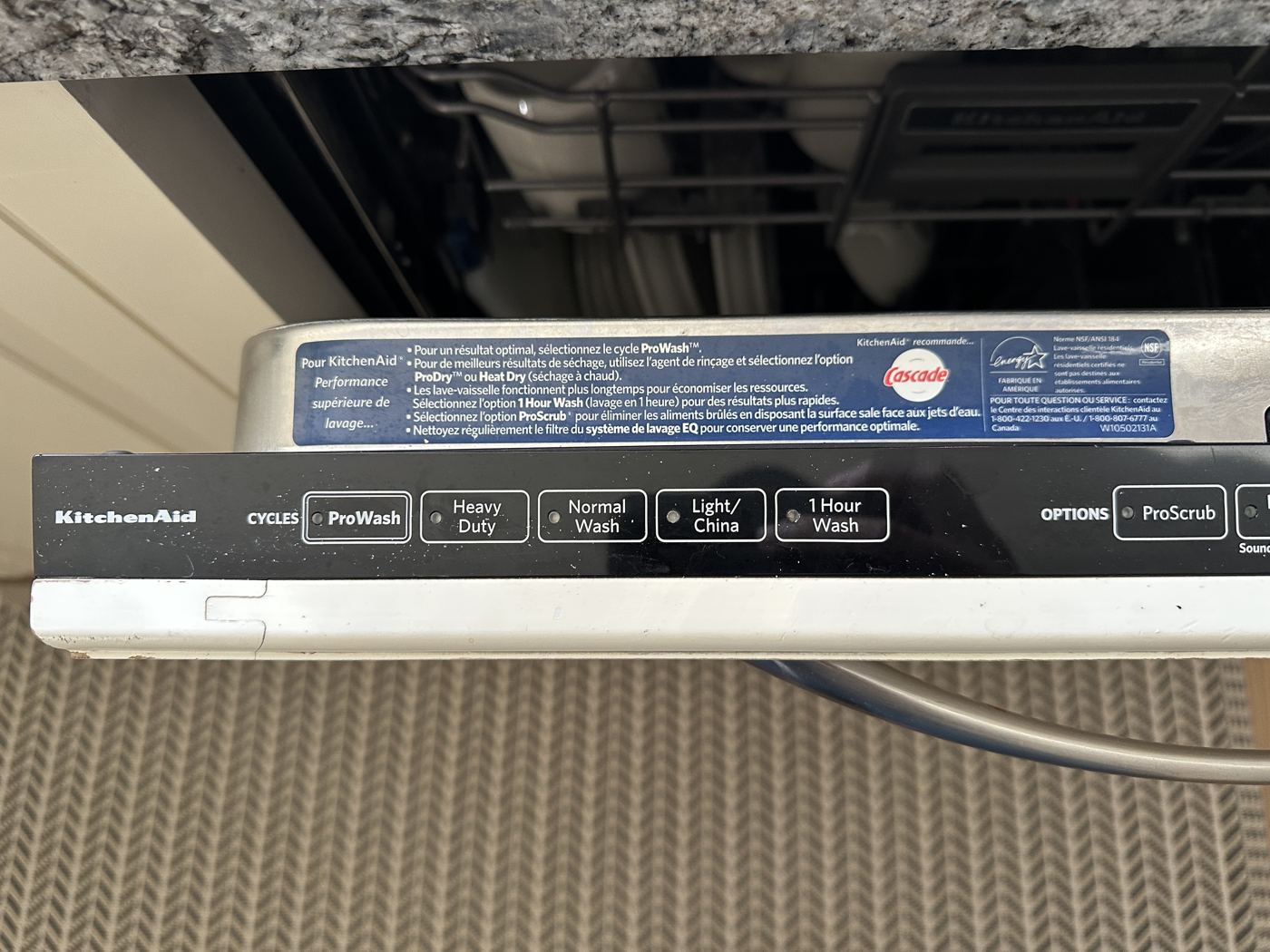 Dishwasher cycle buttons