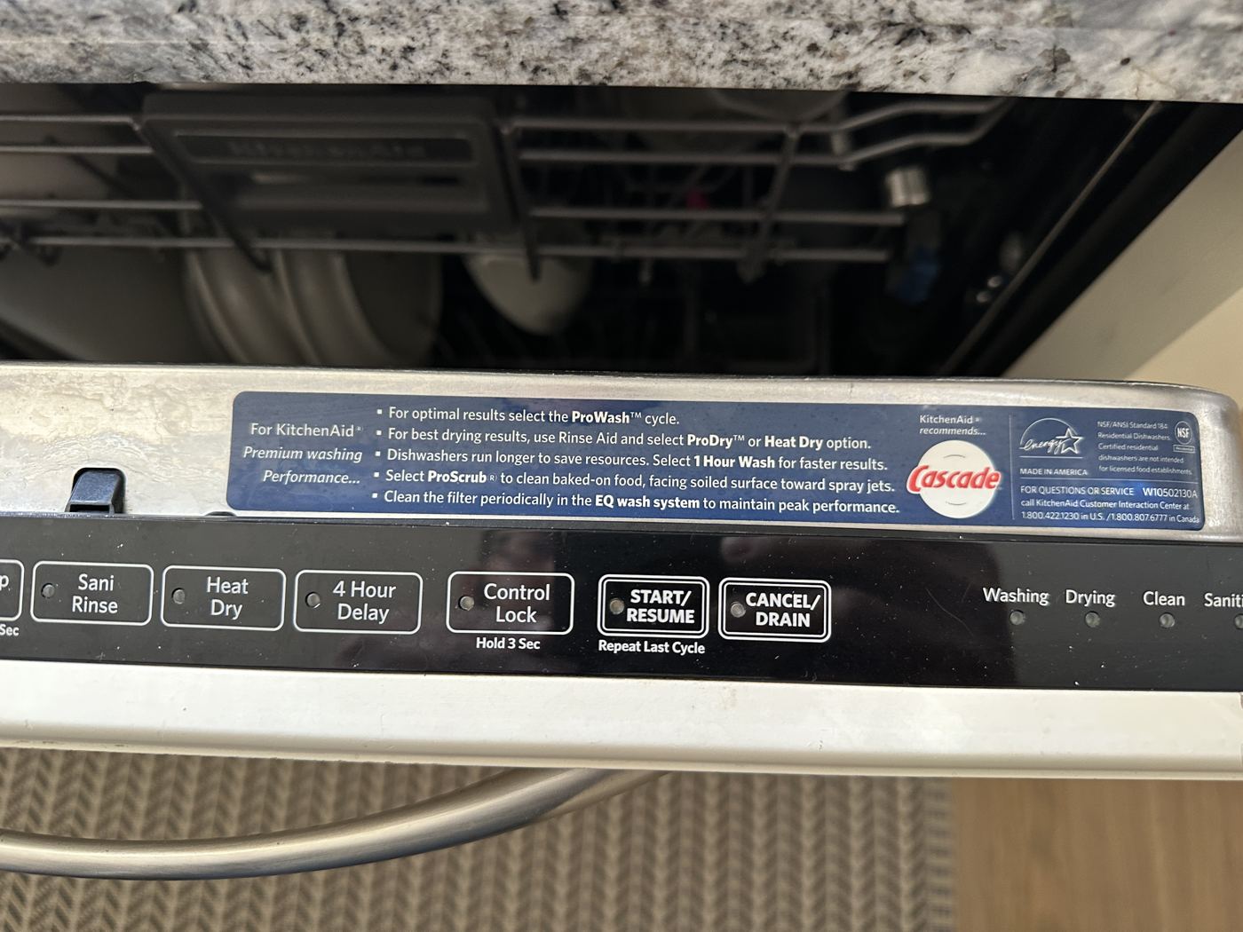 Dishwasher option buttons