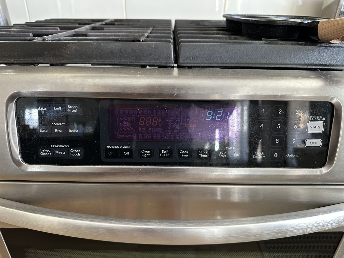 The real oven control panel
