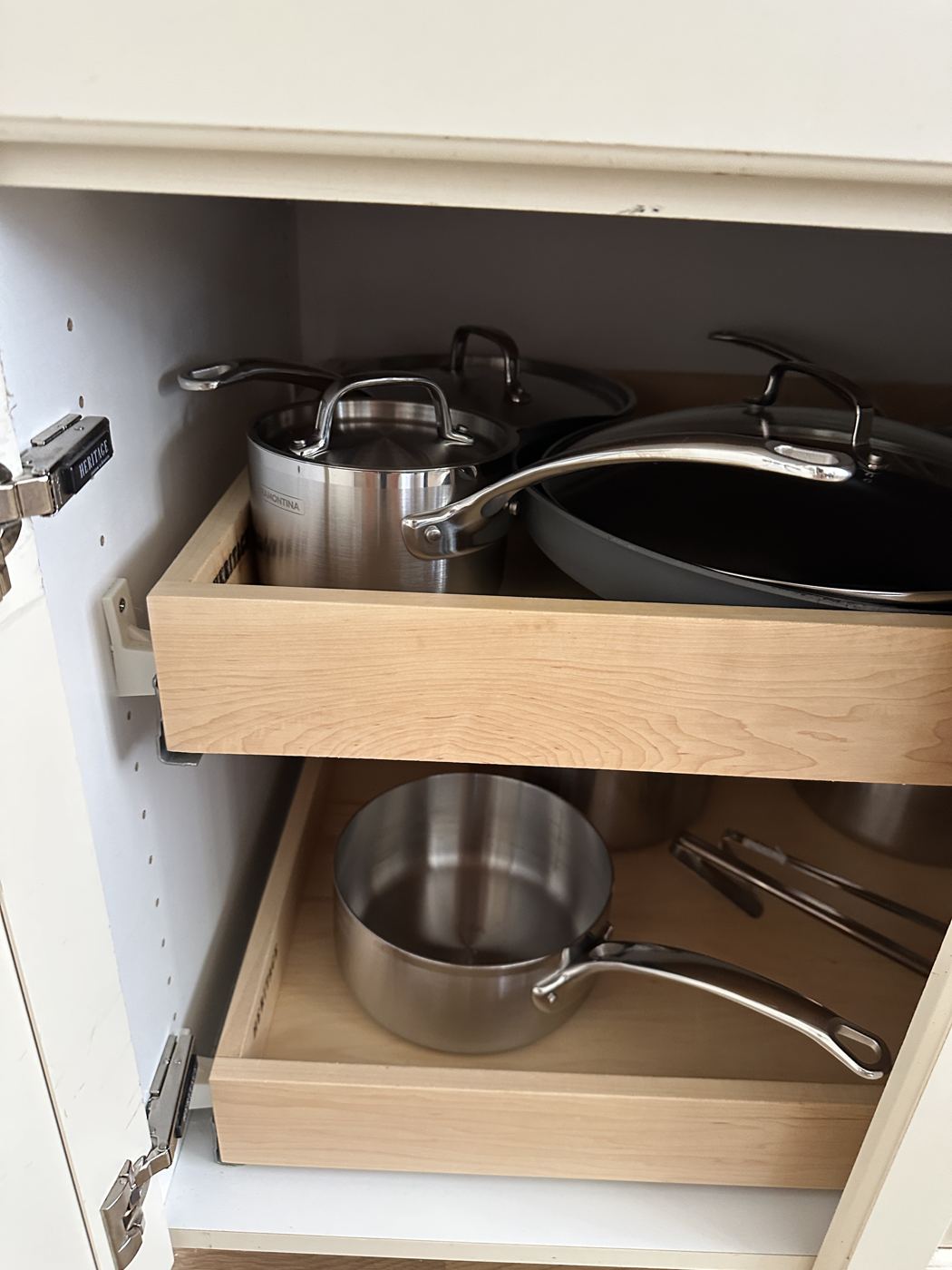 Pots and pans on pull-out shelves